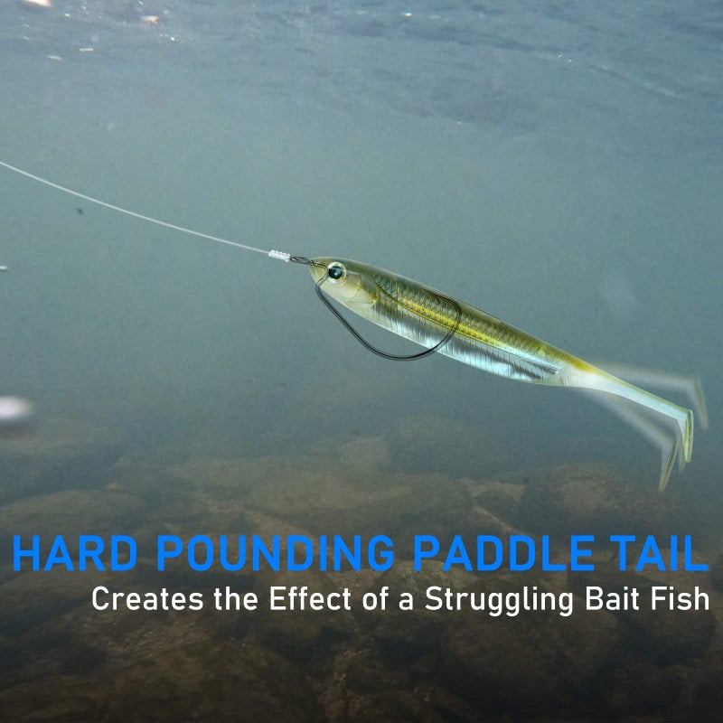 Dr.Fish Paddle Tail Swimbaits, Soft Fishing Lures for Bass Fishing, Freshwater Soft Plastic Baits Swim Shad Bait Minnow Lures Drop Shot, 3.06 Inches Pumpkin Seed - Image 4